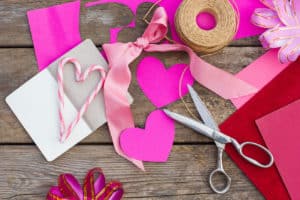 Pink arts and crafts supplies